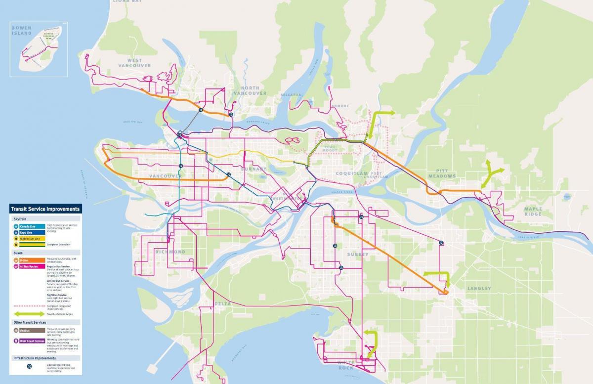 translink नक्शा वैंकूवर स्काईट्रेन