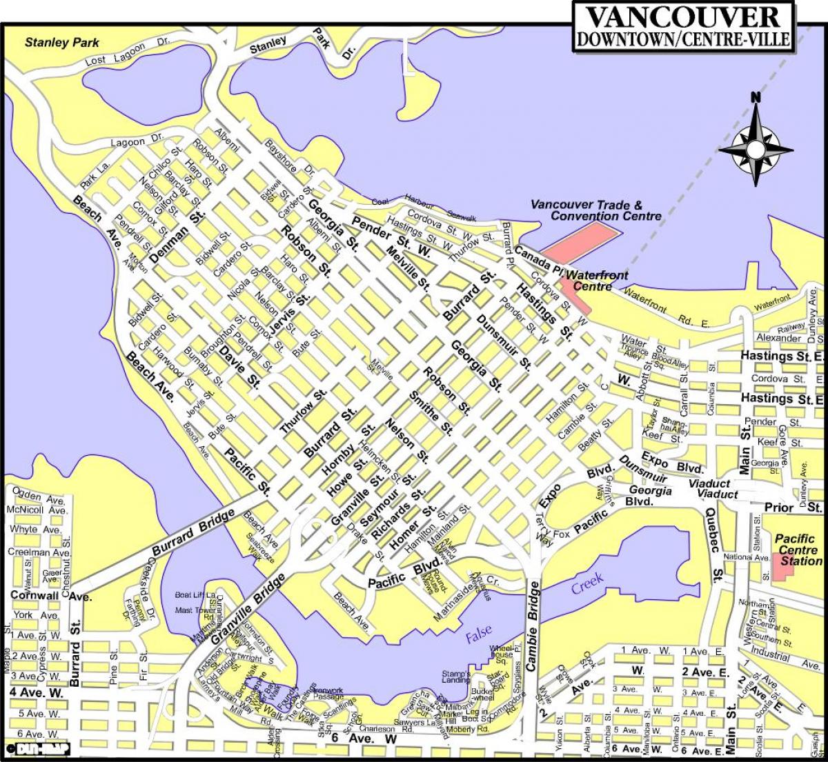मानचित्र के शहर वैंकूवर कनाडा