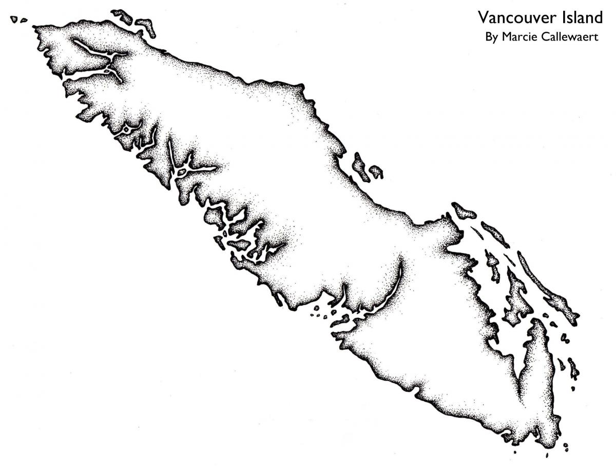 नक्शे के वैंकूवर द्वीप रूपरेखा