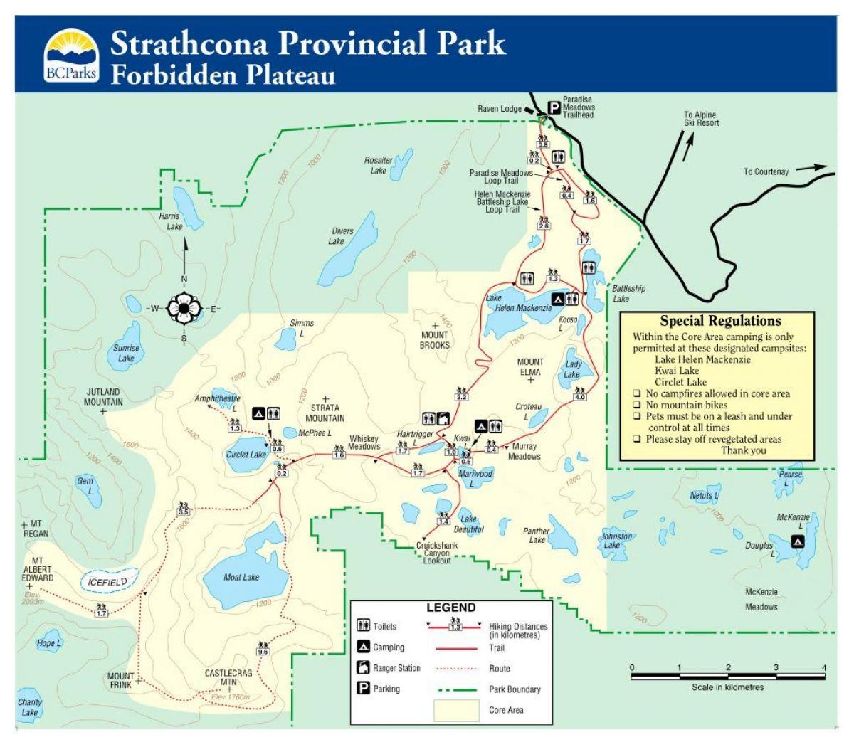 नक्शा वैंकूवर द्वीप के प्रांतीय पार्क
