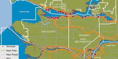 मानचित्र के शहर के उत्तर वैंकूवर