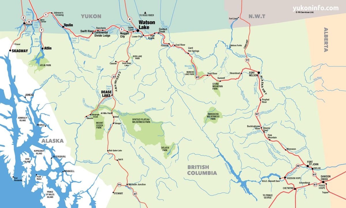 नक्शे के दक्षिणी ब्रिटिश कोलंबिया