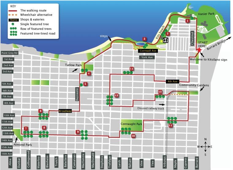 नक्शे के kitsilano वैंकूवर