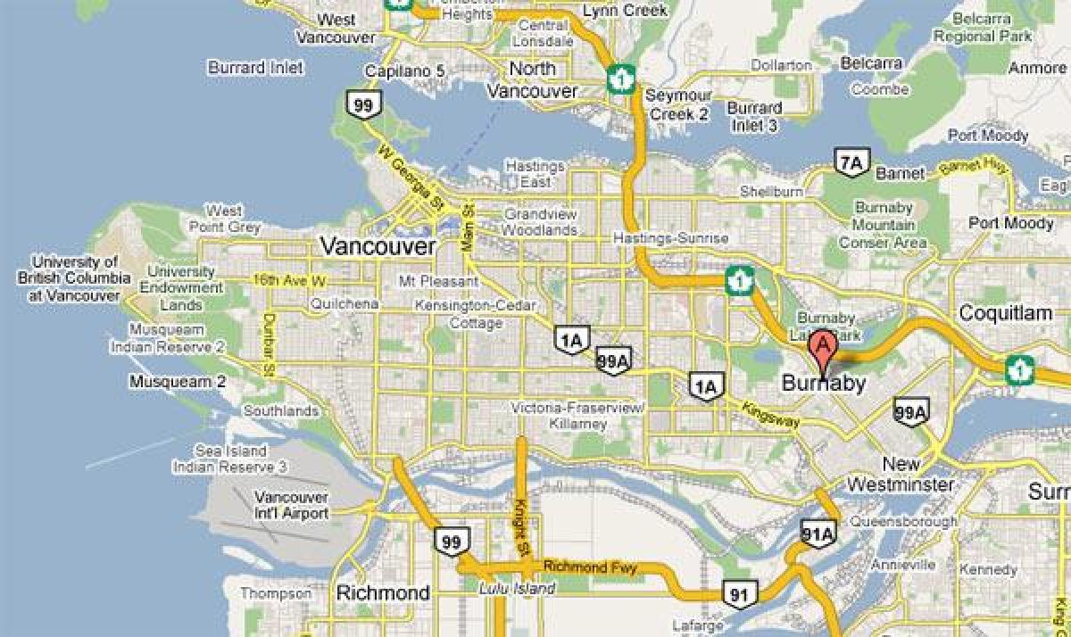 नक्शे के burnaby वैंकूवर