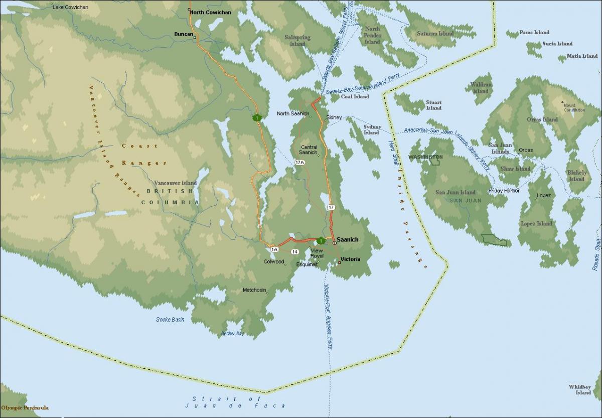 नक्शे के saanich वैंकूवर द्वीप