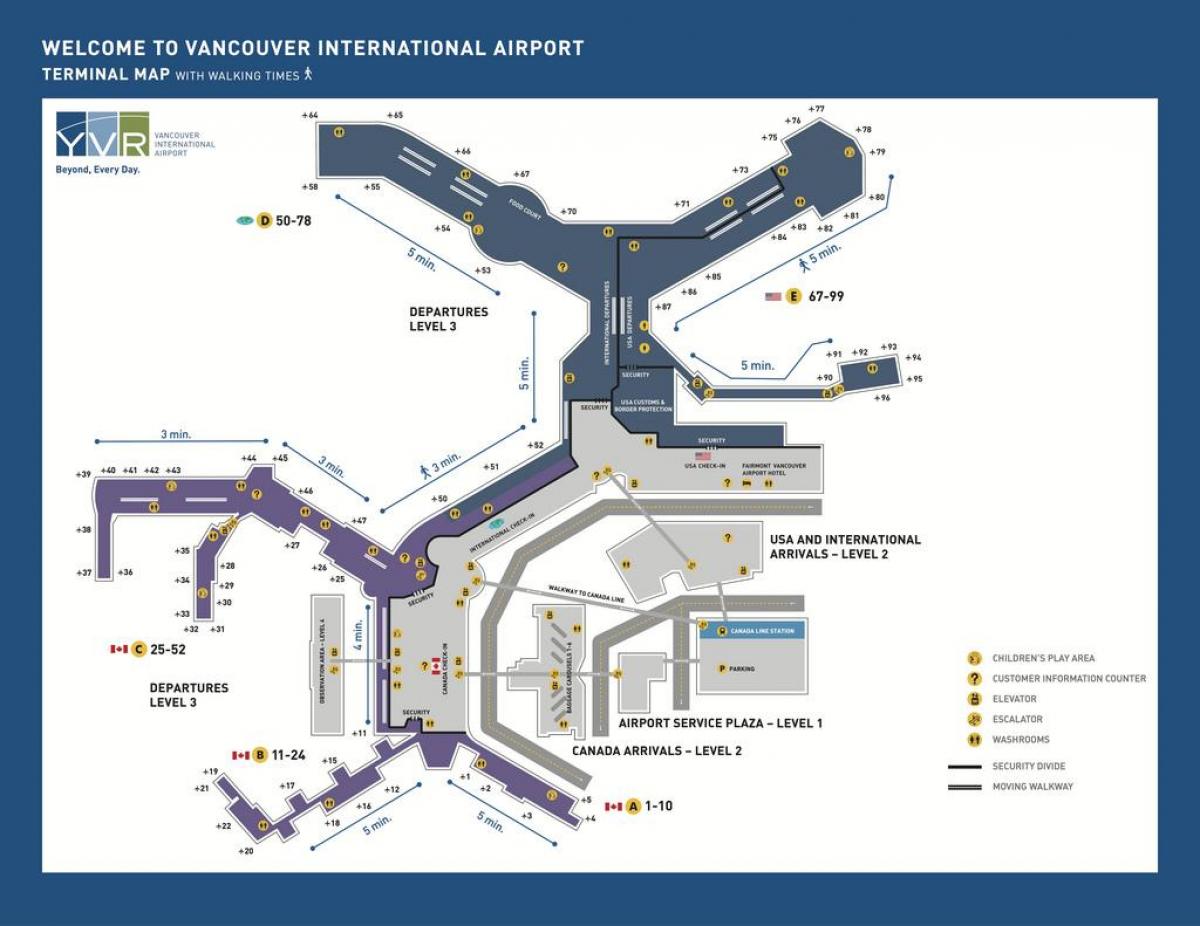 कनाडा के वैंकूवर हवाई अड्डे के नक्शे