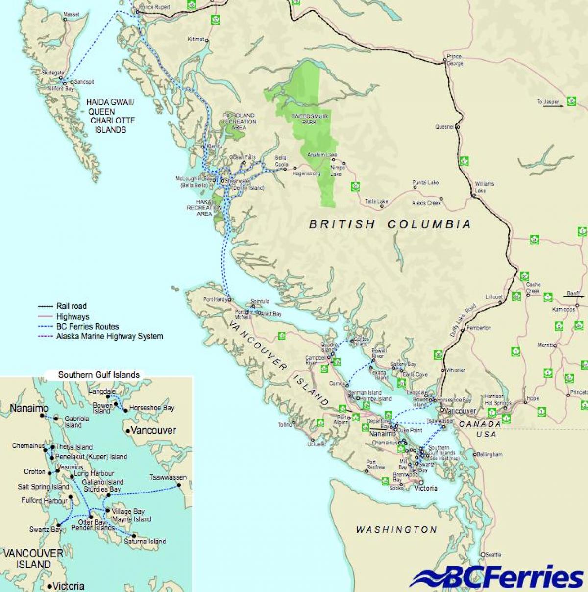 घाट को वैंकूवर वैंकूवर द्वीप के नक्शे