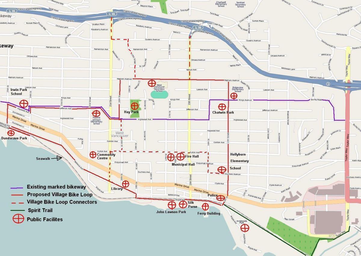 उत्तर वैंकूवर साइकिल चालन के नक्शे