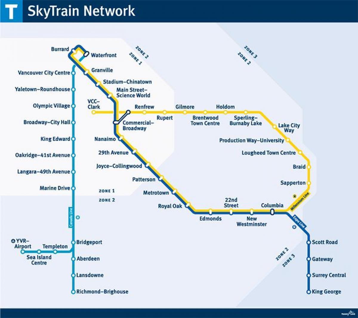 स्काईट्रेन लाइन का नक्शा