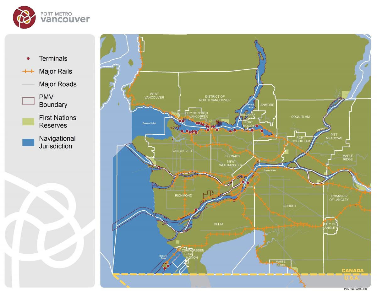 नक्शे के पोर्ट मेट्रो वैंकूवर