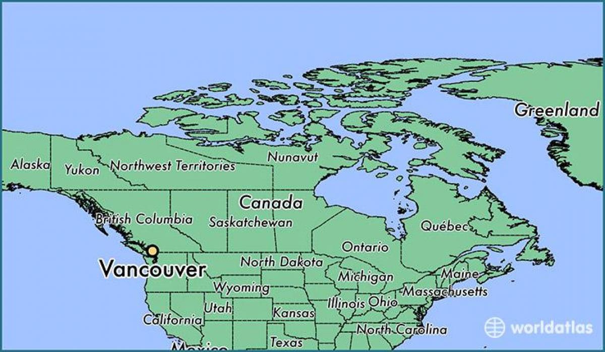 के नक्शे कनाडा दिखा वैंकूवर
