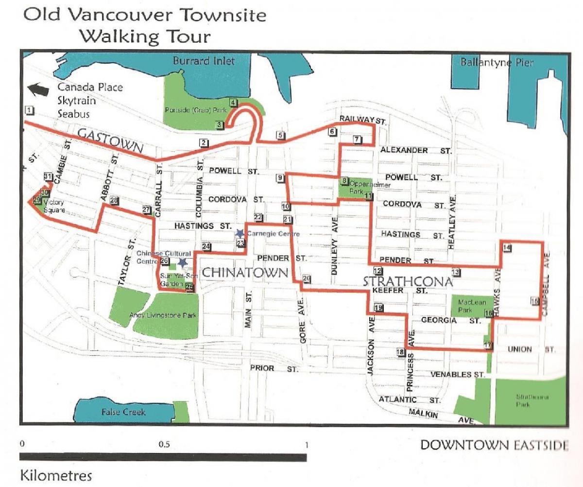 वैंकूवर पैदल यात्रा के नक्शे