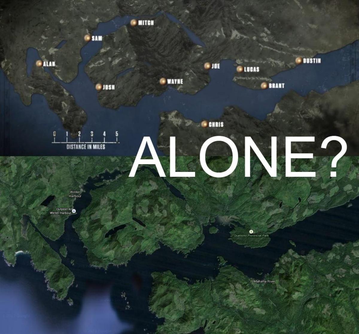 नक्शे के वैंकूवर द्वीप पर अकेले