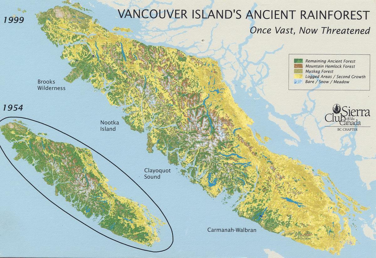 वर्षावन वैंकूवर द्वीप के नक्शे