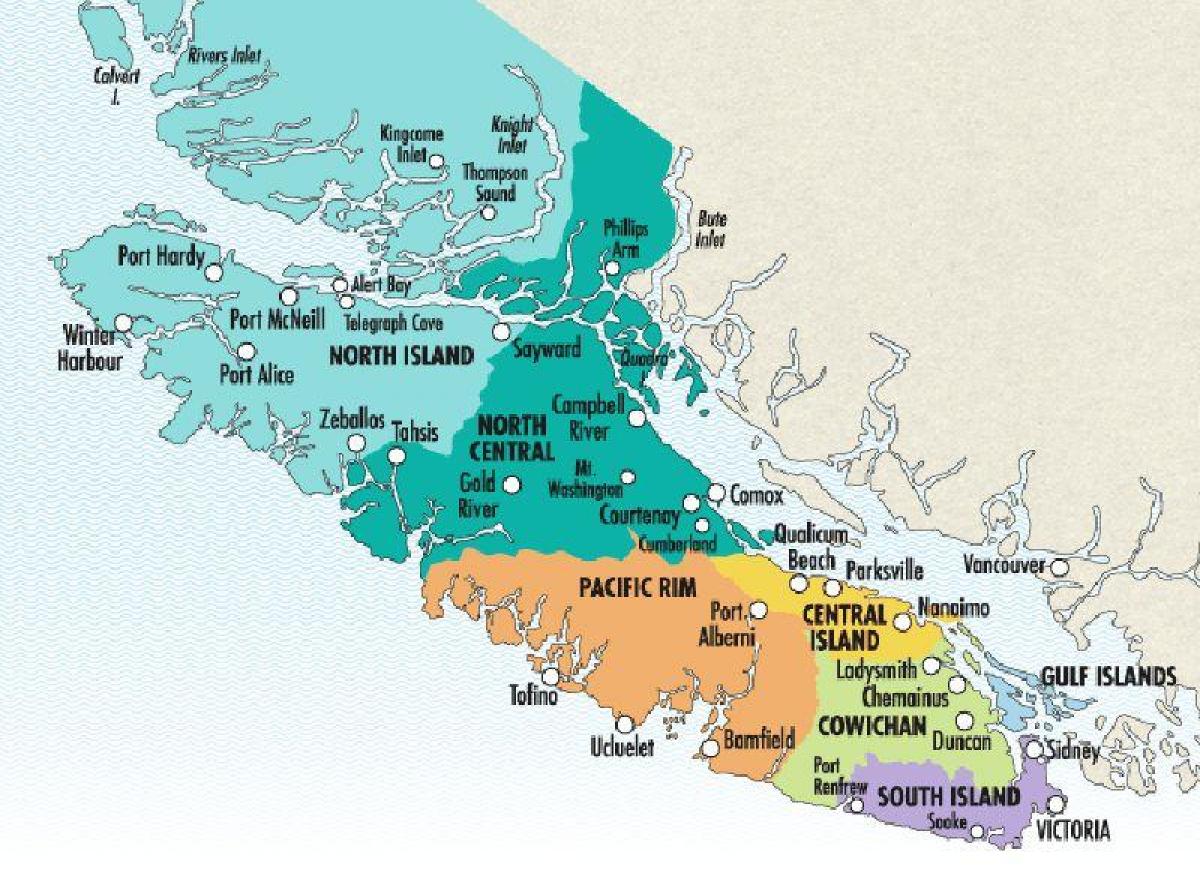 नक्शे के वैंकूवर द्वीप वाइनरी