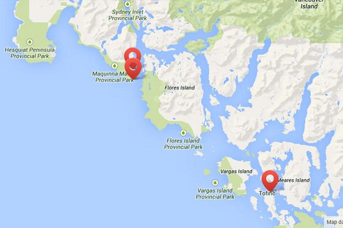 नक्शे के वैंकूवर द्वीप हॉट स्प्रिंग्स