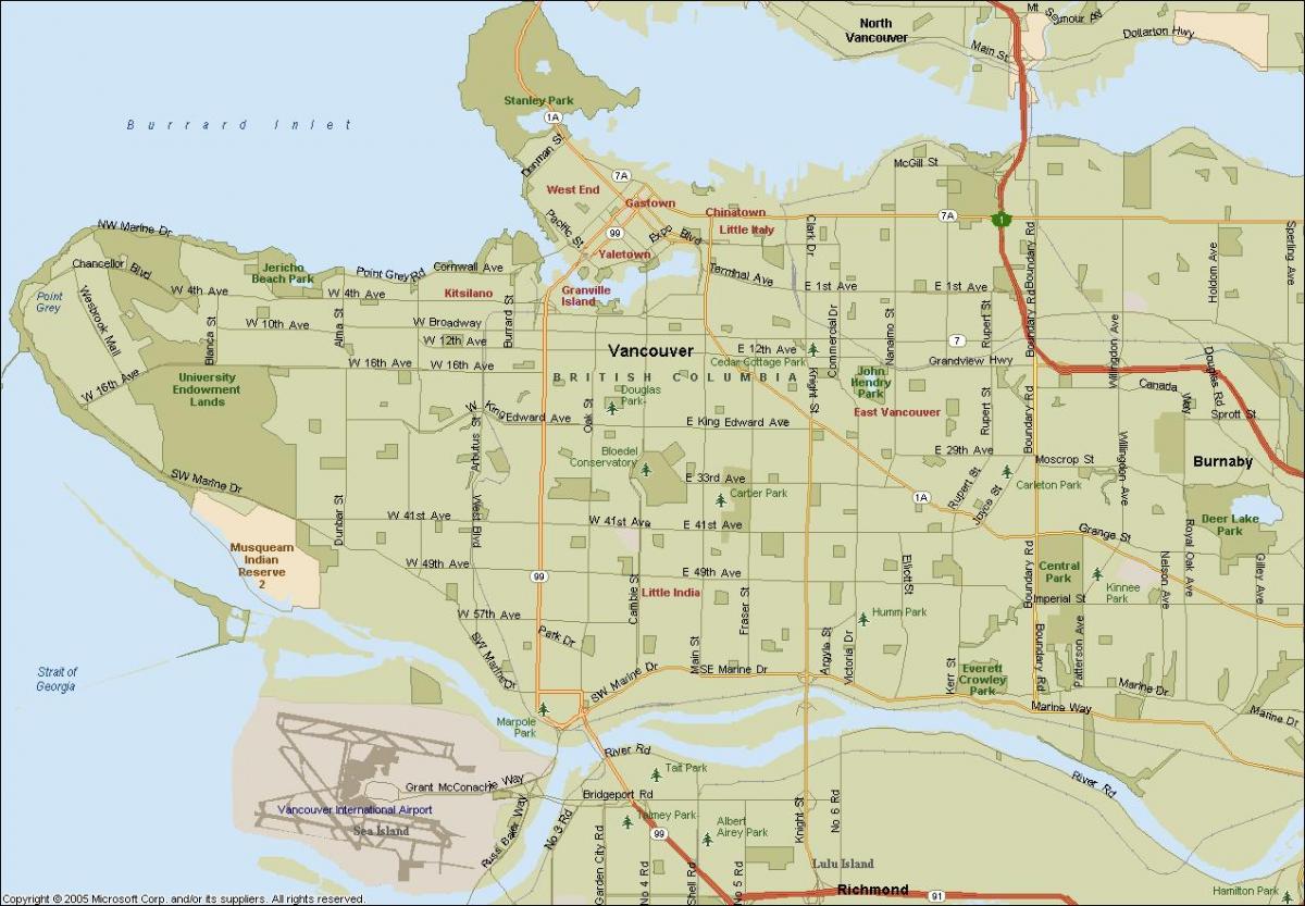 वैंकूवर स्थान का नक्शा