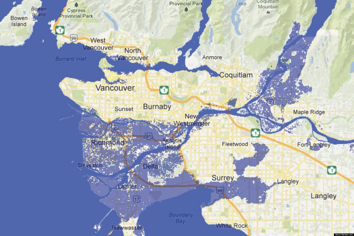 नक्शे के वैंकूवर में बाढ़