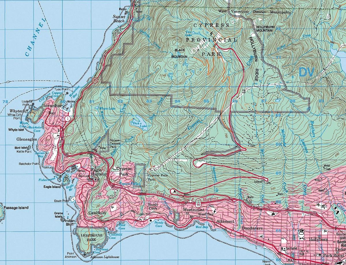 नक्शे के वैंकूवर स्थलाकृतिक