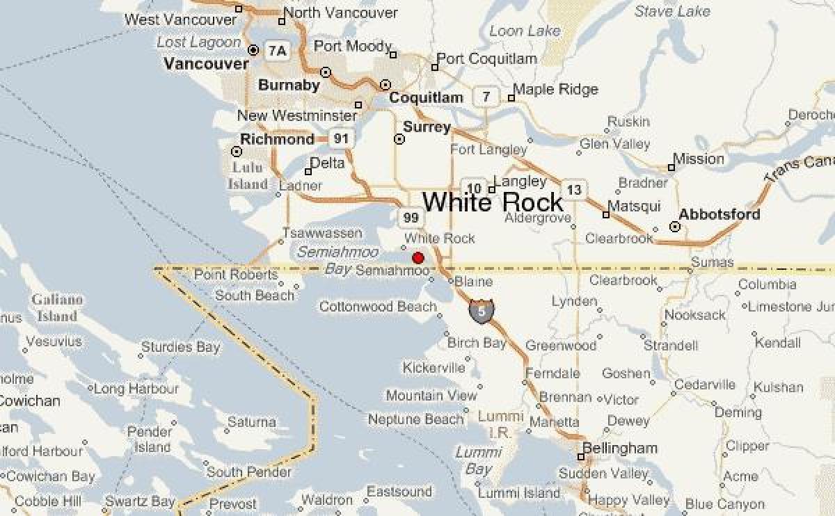 नक्शे के व्हाइट रॉक वैंकूवर