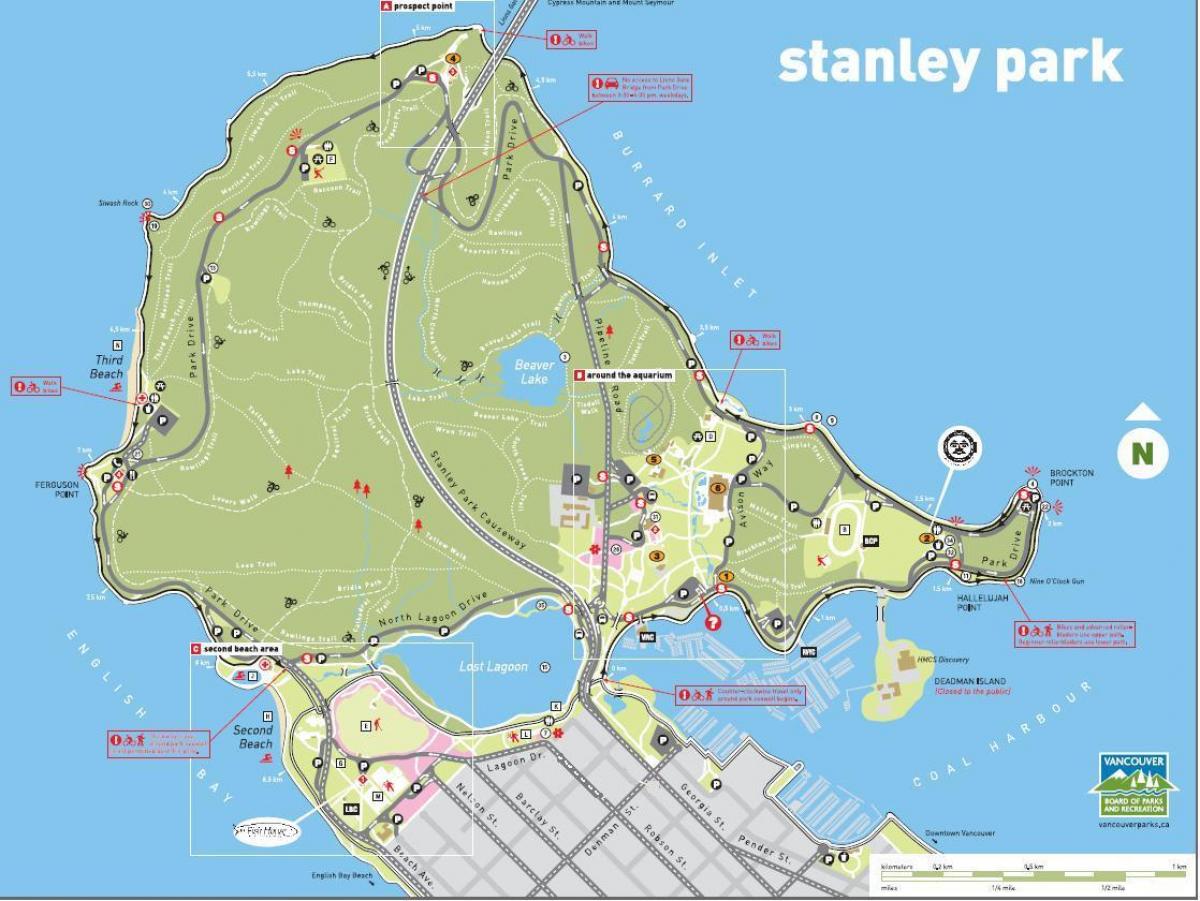 स्टेनली पार्क में ट्रेन का नक्शा