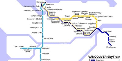 नक्शे के yvr स्काईट्रेन