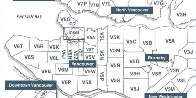 वैंकूवर द्वीप डाक कोड मानचित्र