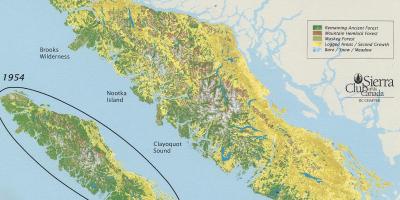 वर्षावन वैंकूवर द्वीप के नक्शे