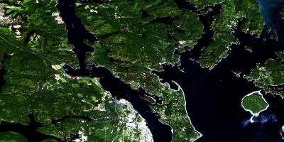 नक्शे के वैंकूवर द्वीप उपग्रह