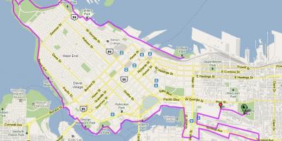 वैंकूवर के शहर बाइक का नक्शा