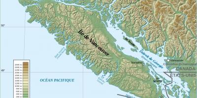 के नक्शे स्थलाकृतिक वैंकूवर द्वीप